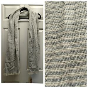 NWT Be Kind by Ellen Tribe Alive Upcycled Denim Scarf Fringe Coastal Handmade
